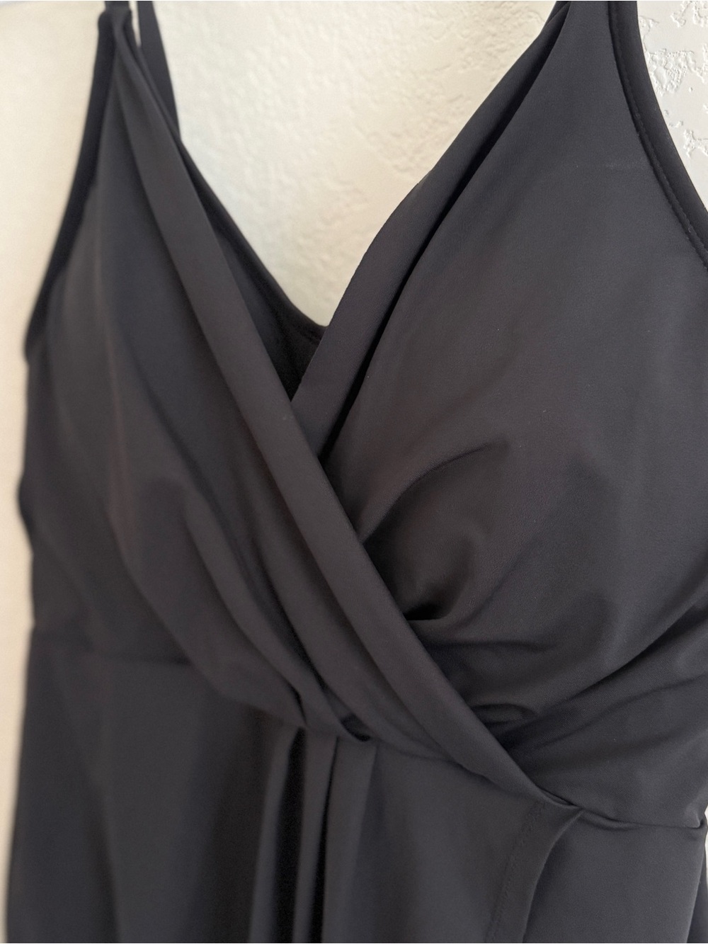 Lands' End Black Wrap-Front swim dress swimsuit